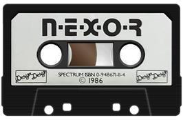 Cartridge artwork for N.E.X.O.R. on the Sinclair ZX Spectrum.